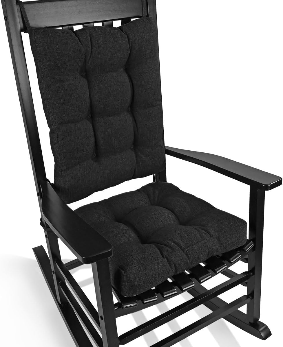 BUYUE Chair Cushion Set for Rocking Chair, Back Pillow & Seat Cushion with Ties, Original Woven Fabric Non-Slip Chair Pads for Elderly Sitting, Brown