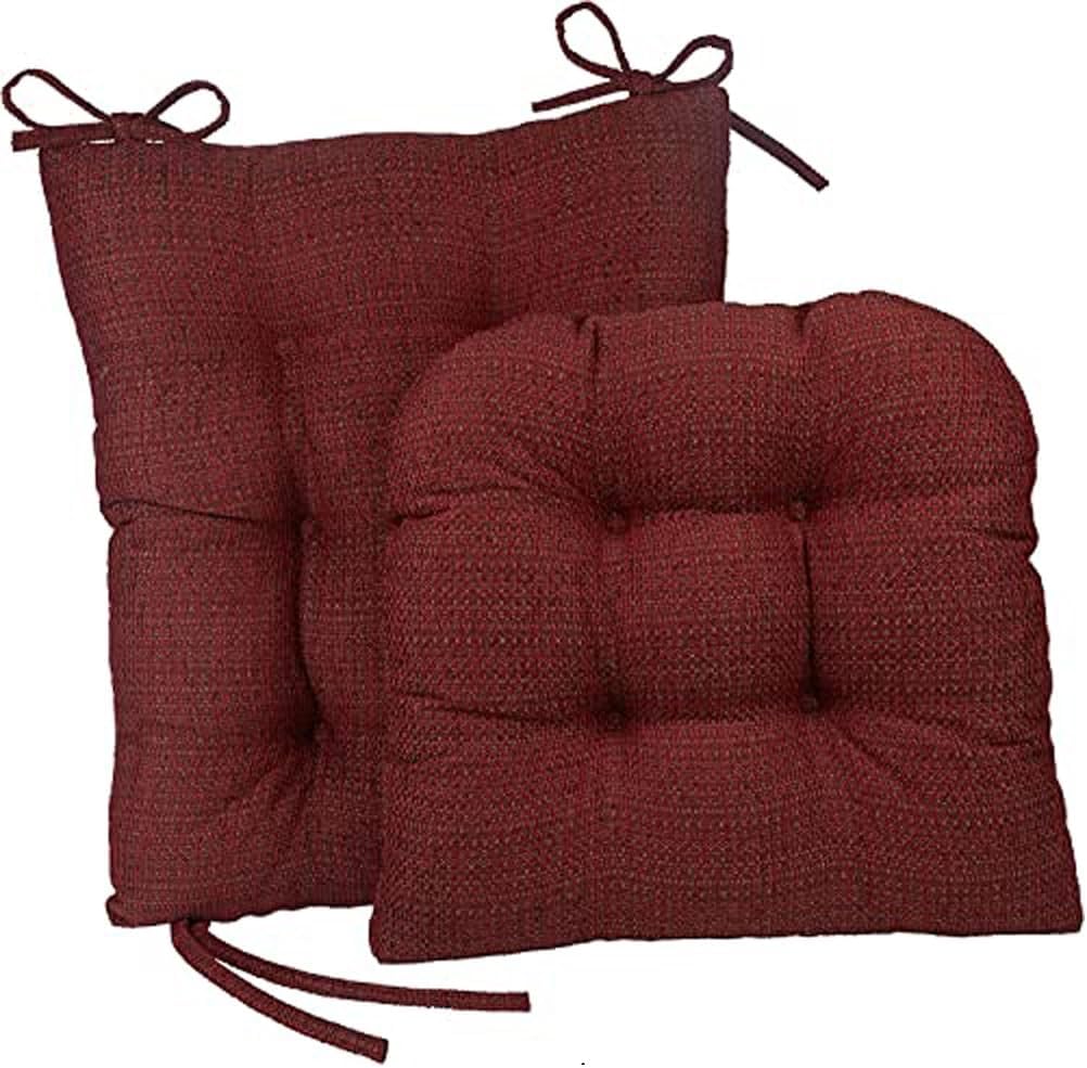 Klear Vu Omega Non-Slip Rocking Chair Cushion, Assembled in USA, Thick Tufted Design, Includes Seat Pad & Back Pillow with Ties, 17x17 Inches, 2-Piece Set, Solid Yellow 2 Count