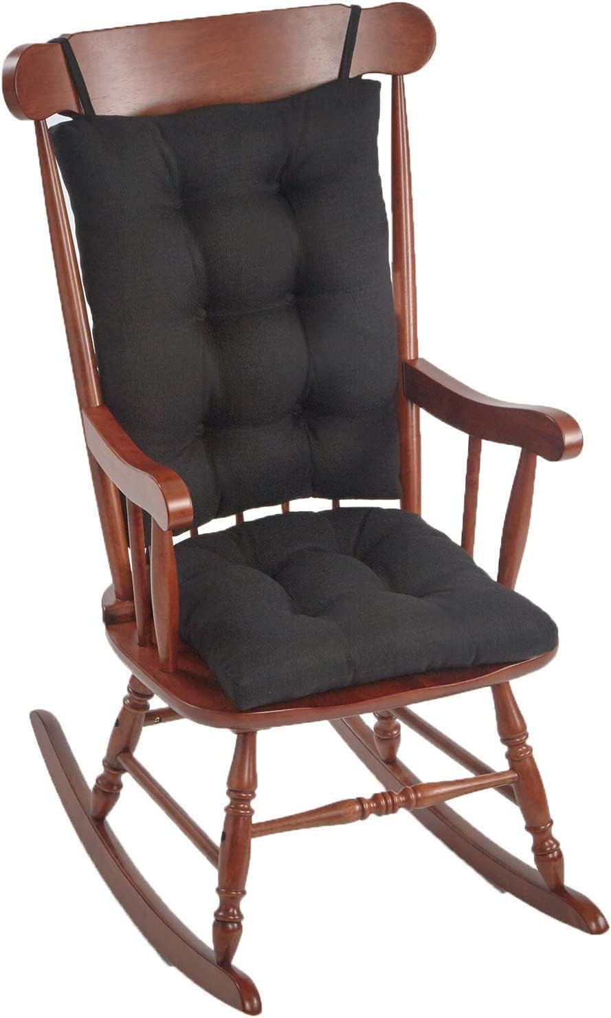 Klear Vu Omega Non-Slip Rocking Chair Cushion, Assembled in USA, Thick Tufted Design, Includes Seat Pad & Back Pillow with Ties, 17x17 Inches, 2-Piece Set, Solid Yellow 2 Count