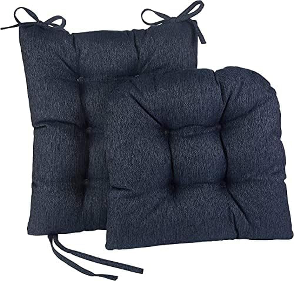 Klear Vu Omega Non-Slip Rocking Chair Cushion, Assembled in USA, Thick Tufted Design, Includes Seat Pad & Back Pillow with Ties, 17x17 Inches, 2-Piece Set, Solid Yellow 2 Count