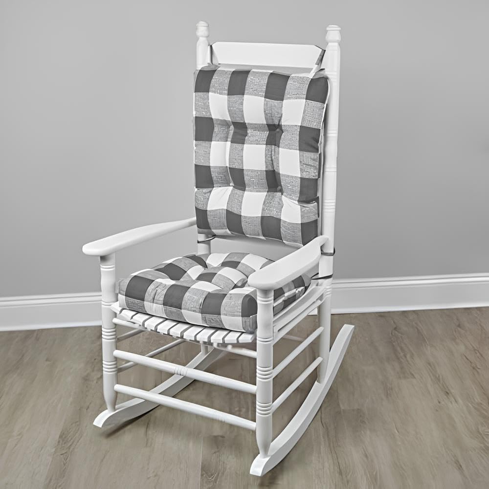 Klear Vu Solarium Rocking Chair Cushion, Assembled in The USA, for Indoor & Outdoor Use, Patio, Living Room, or Nursery, 19"x19" Seat and 21"x18" Seatback, 2-Piece Set, Black 2 Count