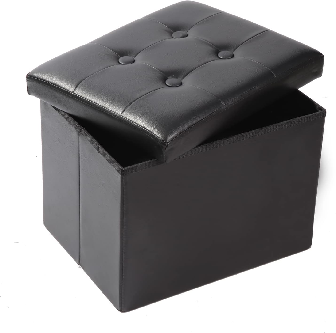 ALASDO Storage Ottoman Footrest Stool Small Ottoman with Storage Foldable Ottomans Foot Rest Footstool Bench for Living Room 17x13x13inches Grey