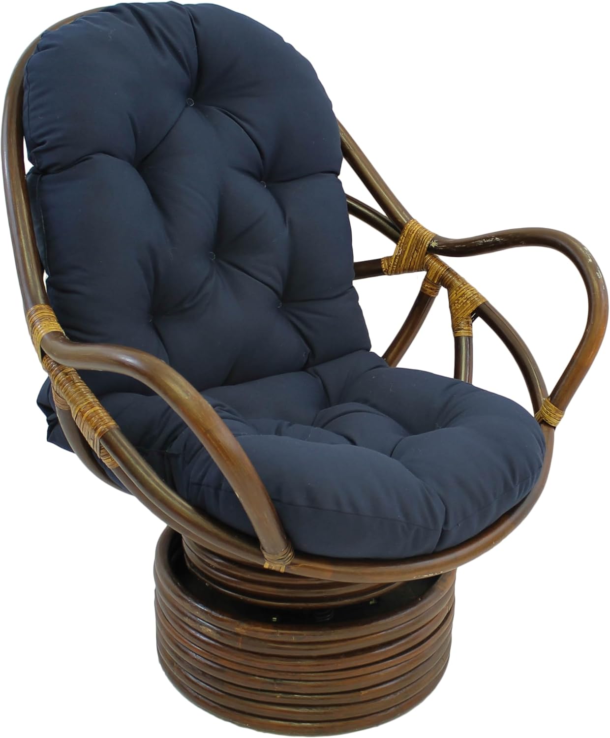 Blazing Needles Solid Twill Swivel Rocker Chair Cushion, 48" x 24", Natural