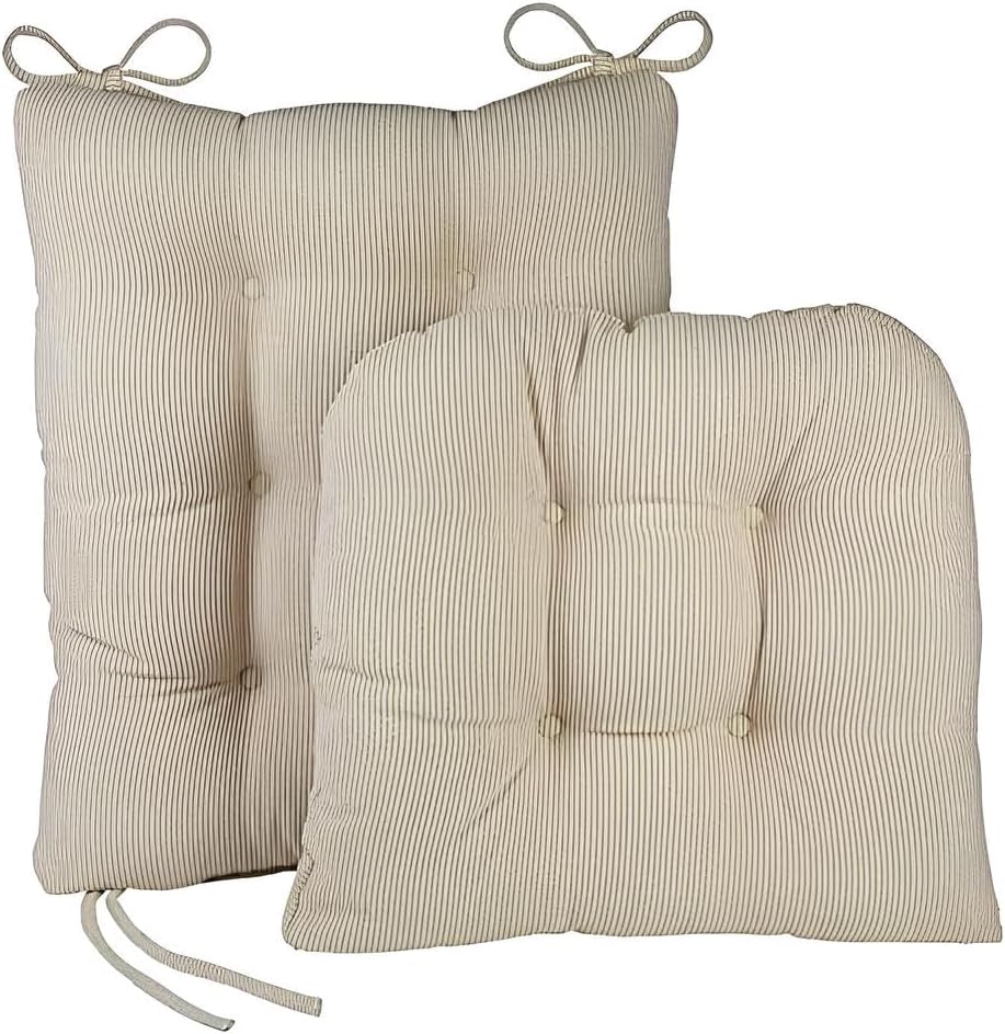 The Gripper Twill Jumbo XL Non-Slip Rocking Chair Cushion Set with Thick Padding, Includes Seat Pad & Back Pillow with Ties for Indoor Living Room Rocker, 17x17 Inches, 2 Piece Set, Sapphire