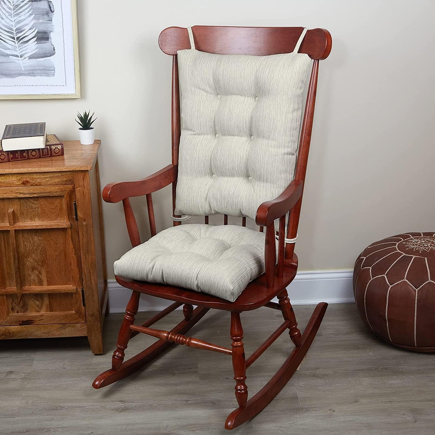 The Gripper Twill Jumbo XL Non-Slip Rocking Chair Cushion Set with Thick Padding, Includes Seat Pad & Back Pillow with Ties for Indoor Living Room Rocker, 17x17 Inches, 2 Piece Set, Sapphire