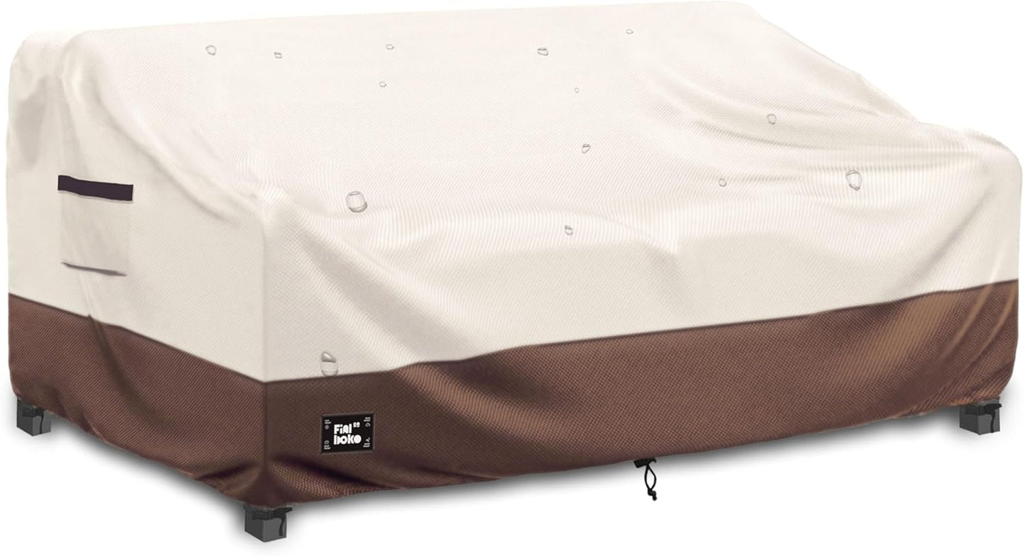 3-Seater Outdoor Couch Cover,76Wx32Dx31H Inches Patio Sofa Cover,100% Waterproof Heavy Duty Patio Furniture Covers,Beige&Brown
