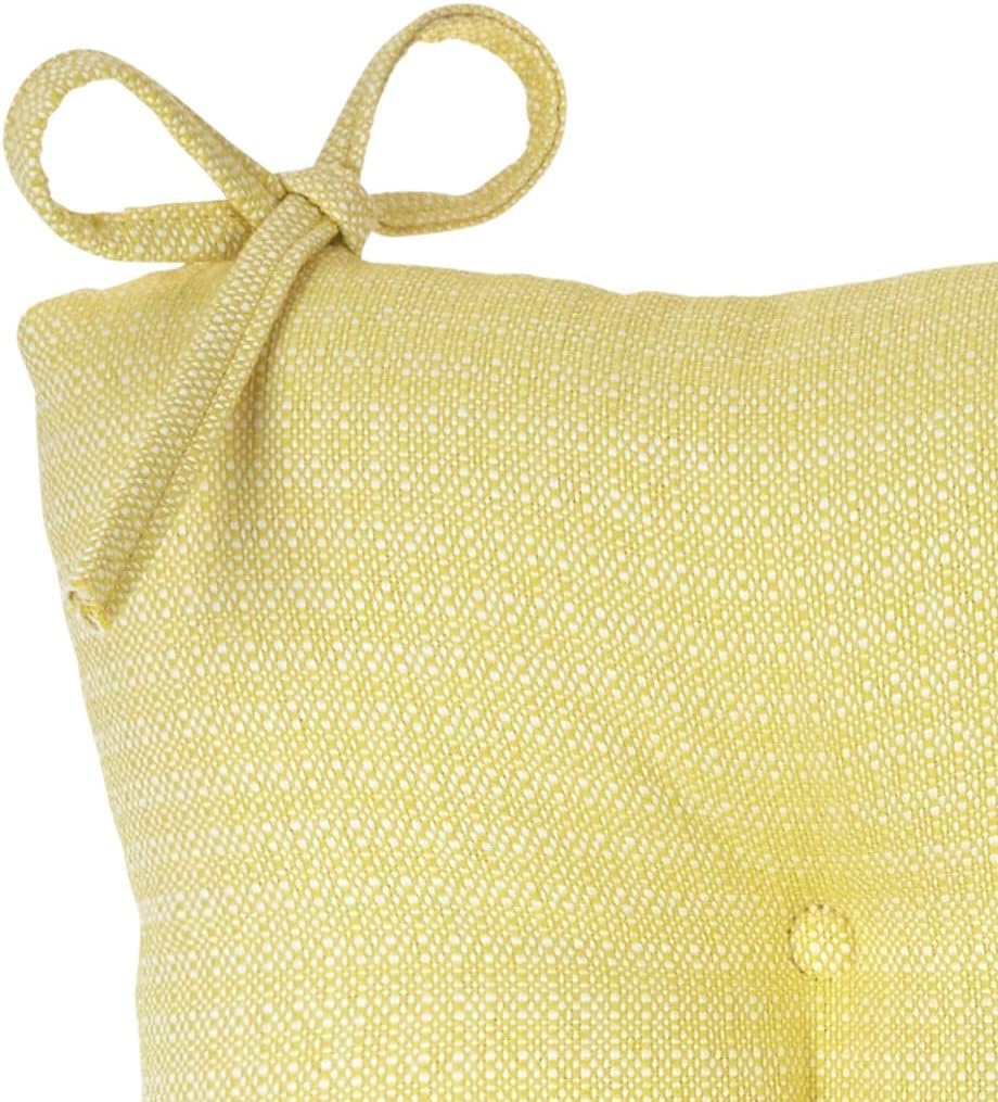 Klear Vu Omega Non-Slip Rocking Chair Cushion, Assembled in USA, Thick Tufted Design, Includes Seat Pad & Back Pillow with Ties, 17x17 Inches, 2-Piece Set, Solid Yellow 2 Count