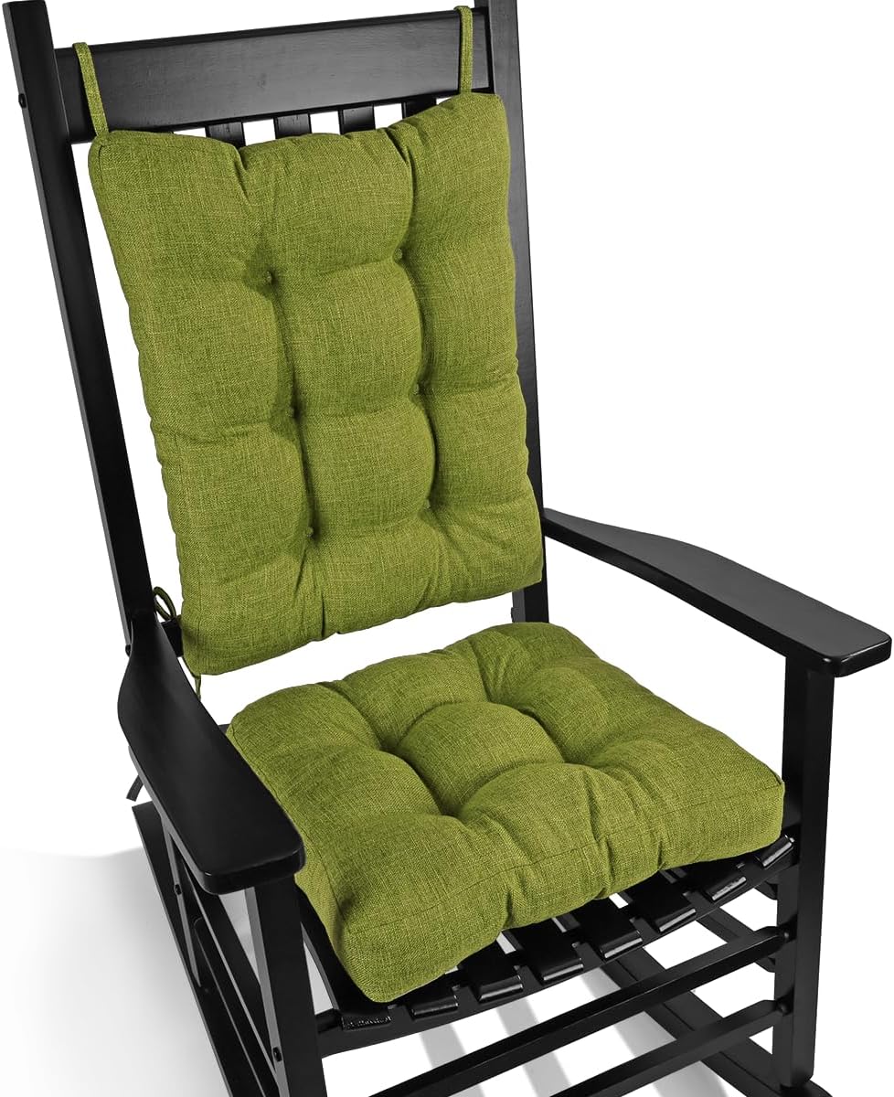 BUYUE Chair Cushion Set for Rocking Chair, Back Pillow & Seat Cushion with Ties, Original Woven Fabric Non-Slip Chair Pads for Elderly Sitting, Brown