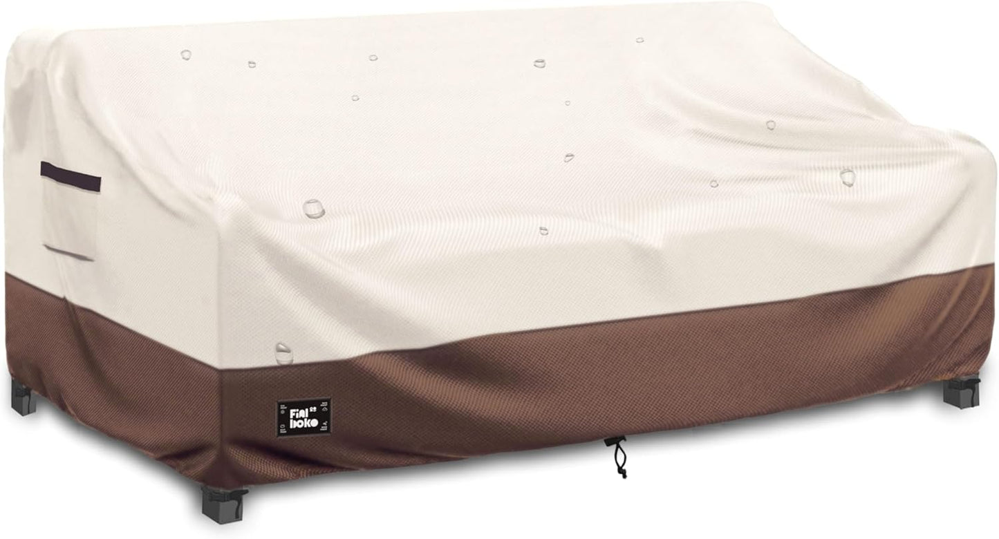 3-Seater Outdoor Couch Cover,76Wx32Dx31H Inches Patio Sofa Cover,100% Waterproof Heavy Duty Patio Furniture Covers,Beige&Brown