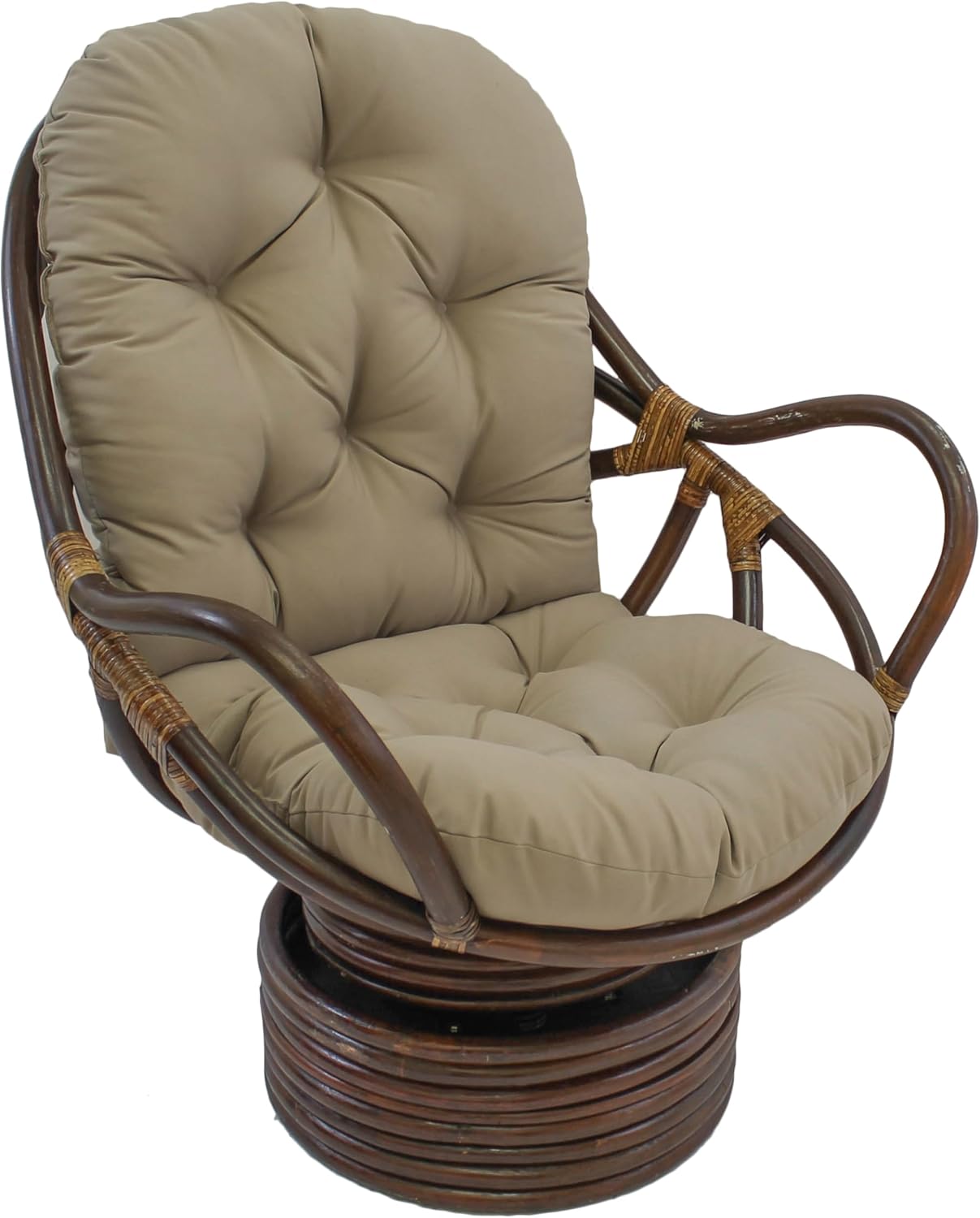 Blazing Needles Solid Twill Swivel Rocker Chair Cushion, 48" x 24", Natural