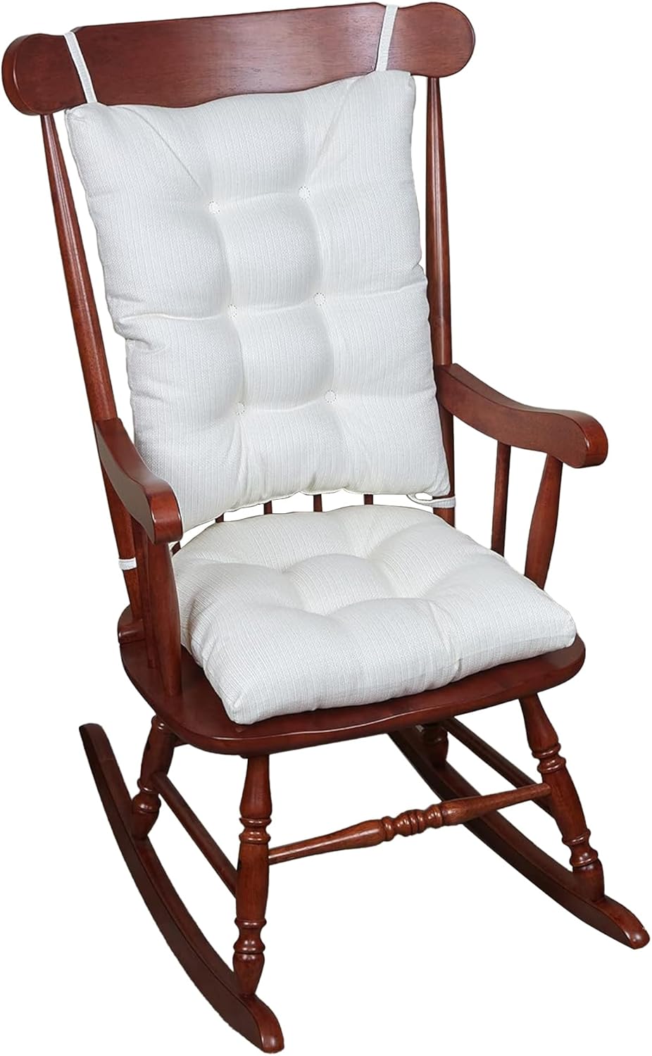 Klear Vu Omega Non-Slip Rocking Chair Cushion, Assembled in USA, Thick Tufted Design, Includes Seat Pad & Back Pillow with Ties, 17x17 Inches, 2-Piece Set, Solid Yellow 2 Count