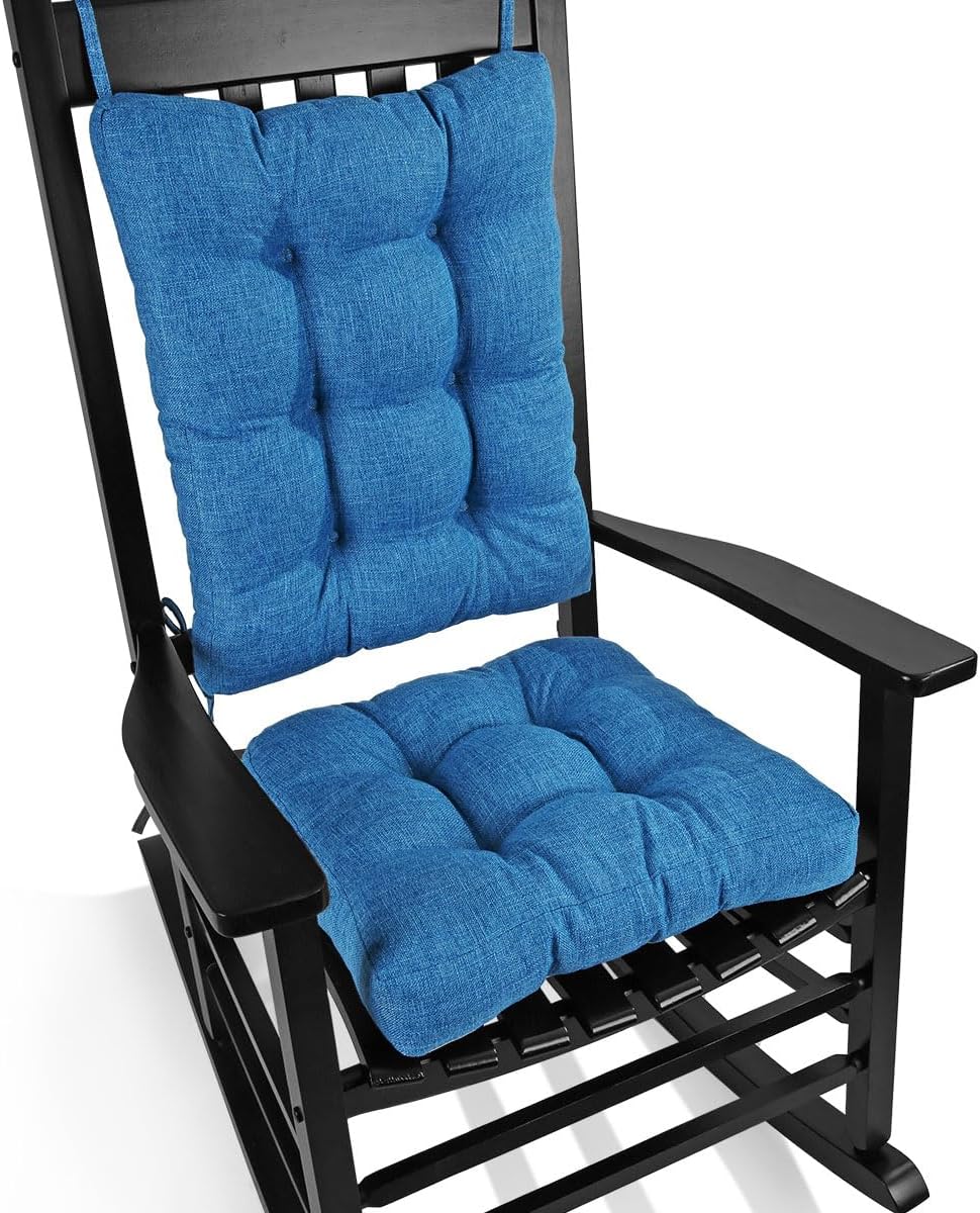 BUYUE Chair Cushion Set for Rocking Chair, Back Pillow & Seat Cushion with Ties, Original Woven Fabric Non-Slip Chair Pads for Elderly Sitting, Brown