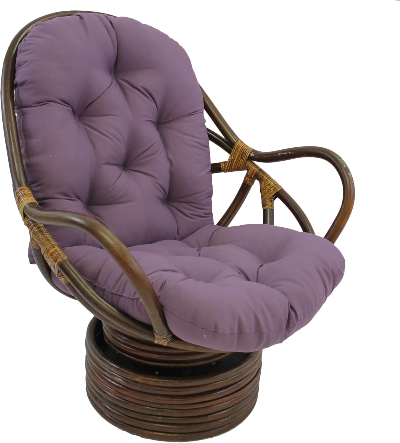 Blazing Needles Solid Twill Swivel Rocker Chair Cushion, 48" x 24", Natural