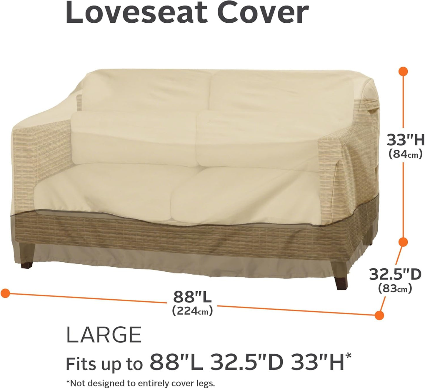 Classic Accessories Veranda Water-Resistant 88 Inch Patio Sofa/Loveseat Cover, Patio Furniture Covers
