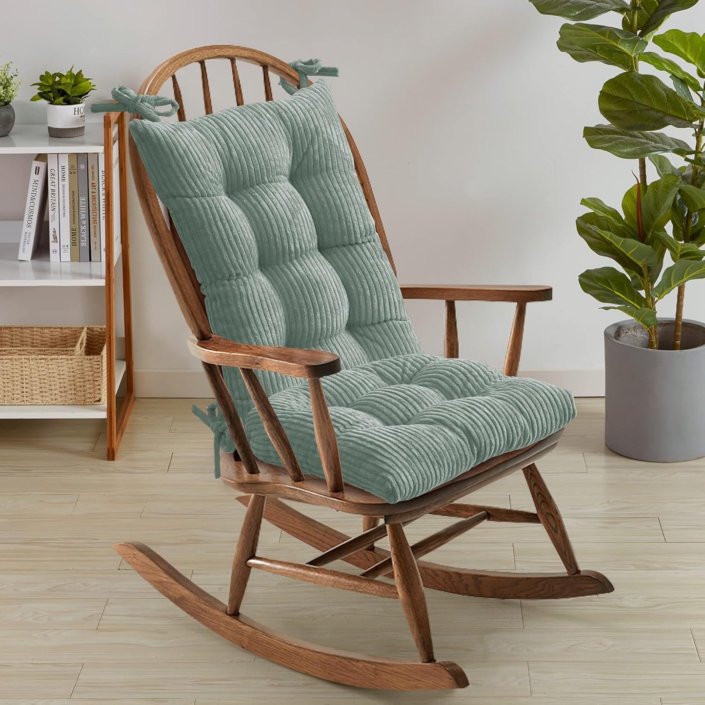 Sweet Home Collection Rocking Chair Cushion Premium Tufted Pads Non Skid Slip Backed Set of Upper and Lower with Ties, 1 Count (Pack of 1), Velvet Taupe