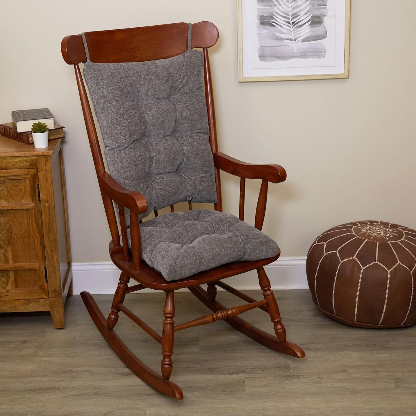 The Gripper Twill Jumbo XL Non-Slip Rocking Chair Cushion Set with Thick Padding, Includes Seat Pad & Back Pillow with Ties for Indoor Living Room Rocker, 17x17 Inches, 2 Piece Set, Sapphire