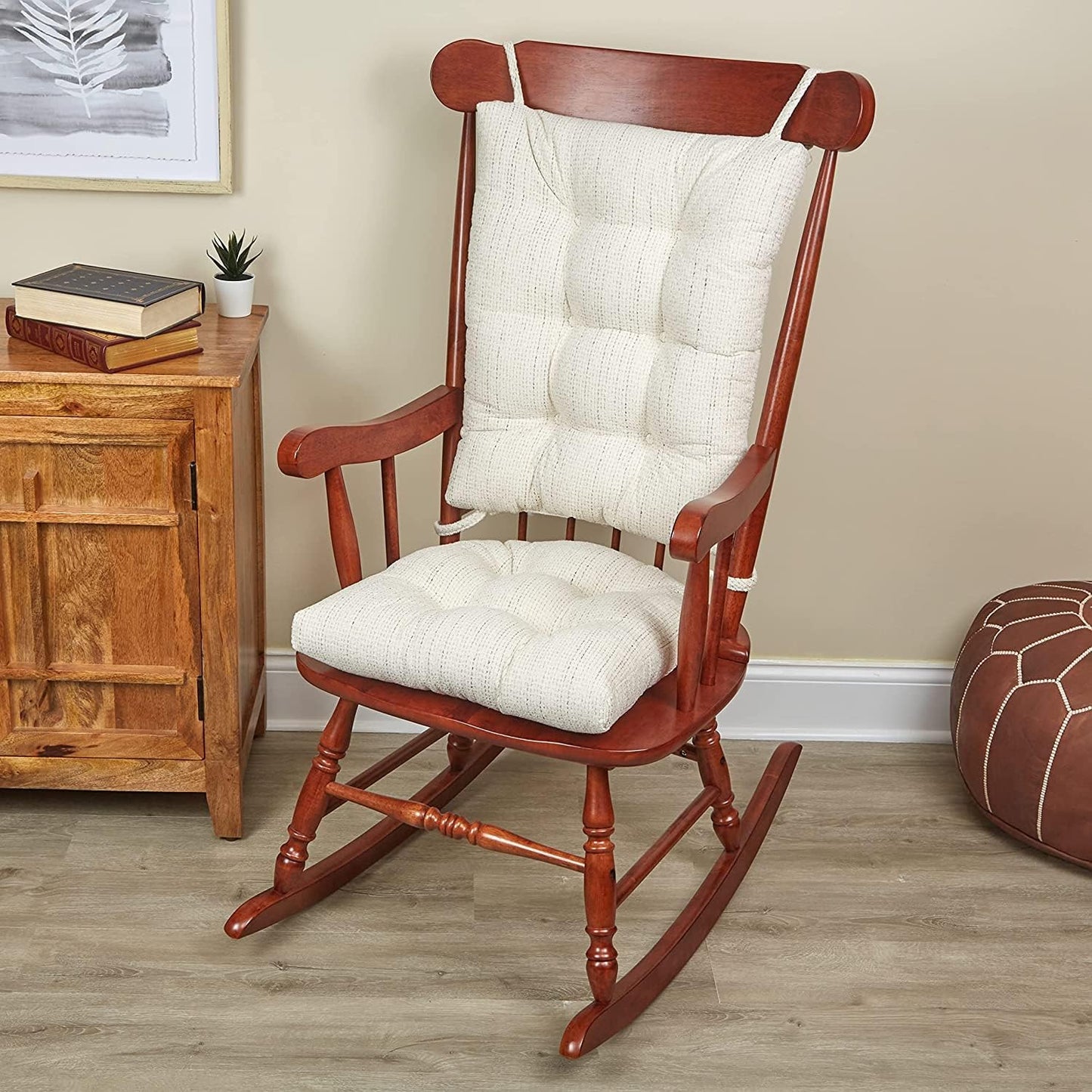 Klear Vu Omega Non-Slip Rocking Chair Cushion, Assembled in USA, Thick Tufted Design, Includes Seat Pad & Back Pillow with Ties, 17x17 Inches, 2-Piece Set, Solid Yellow 2 Count