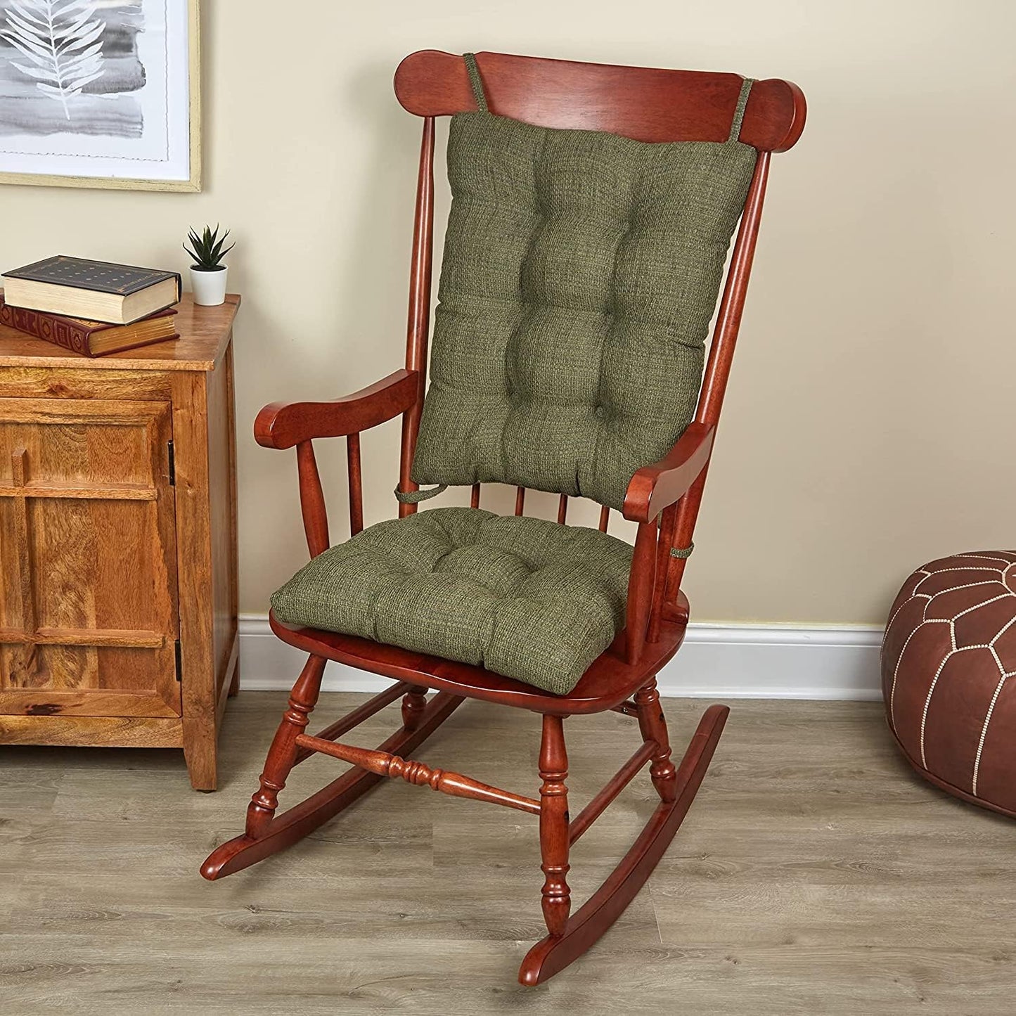 Klear Vu Omega Non-Slip Rocking Chair Cushion, Assembled in USA, Thick Tufted Design, Includes Seat Pad & Back Pillow with Ties, 17x17 Inches, 2-Piece Set, Solid Yellow 2 Count
