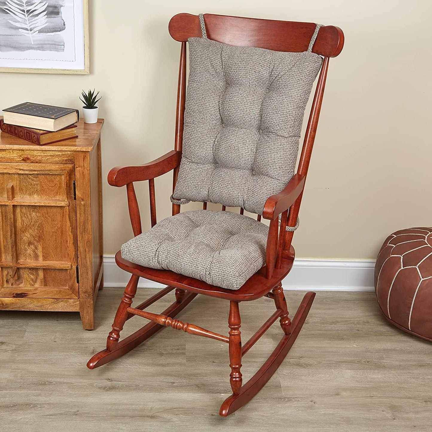 Klear Vu Omega Non-Slip Rocking Chair Cushion, Assembled in USA, Thick Tufted Design, Includes Seat Pad & Back Pillow with Ties, 17x17 Inches, 2-Piece Set, Solid Yellow 2 Count