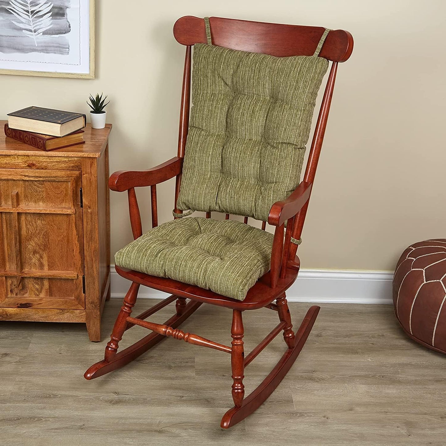The Gripper Twill Jumbo XL Non-Slip Rocking Chair Cushion Set with Thick Padding, Includes Seat Pad & Back Pillow with Ties for Indoor Living Room Rocker, 17x17 Inches, 2 Piece Set, Sapphire