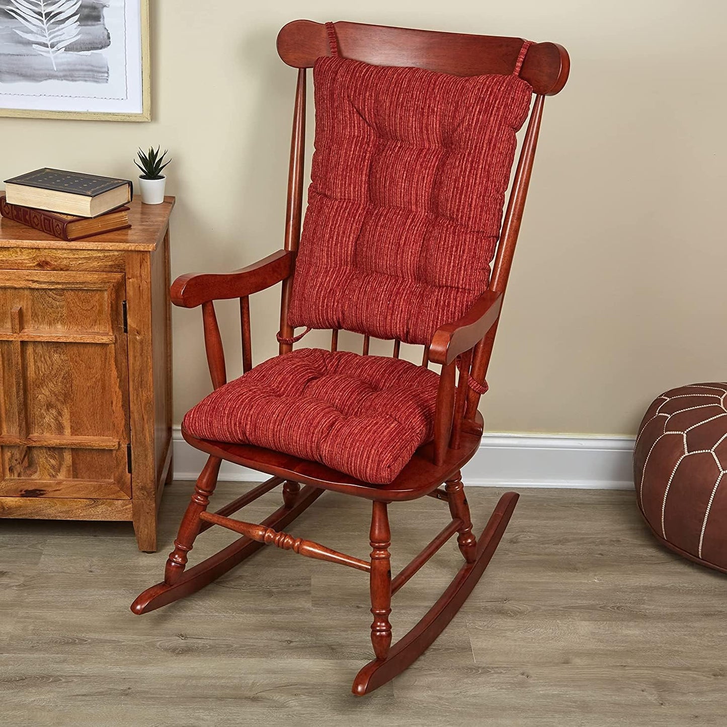 The Gripper Twill Jumbo XL Non-Slip Rocking Chair Cushion Set with Thick Padding, Includes Seat Pad & Back Pillow with Ties for Indoor Living Room Rocker, 17x17 Inches, 2 Piece Set, Sapphire