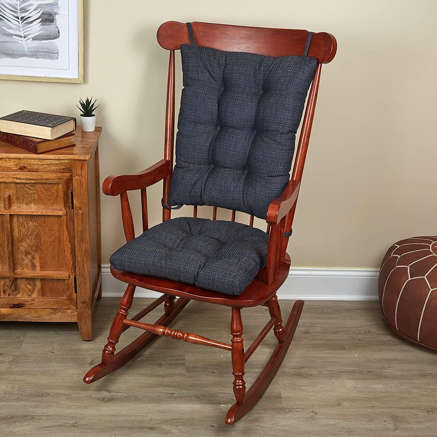 Klear Vu Omega Non-Slip Rocking Chair Cushion, Assembled in USA, Thick Tufted Design, Includes Seat Pad & Back Pillow with Ties, 17x17 Inches, 2-Piece Set, Solid Yellow 2 Count