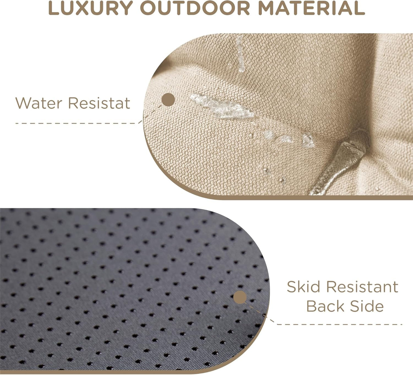 Codi Rocking Chair Cushions, Water Resistant Glider Rocker Replacement Cushion Set for Patio Porch Garden - Fits Most Standard Rockers, Beige 1PK