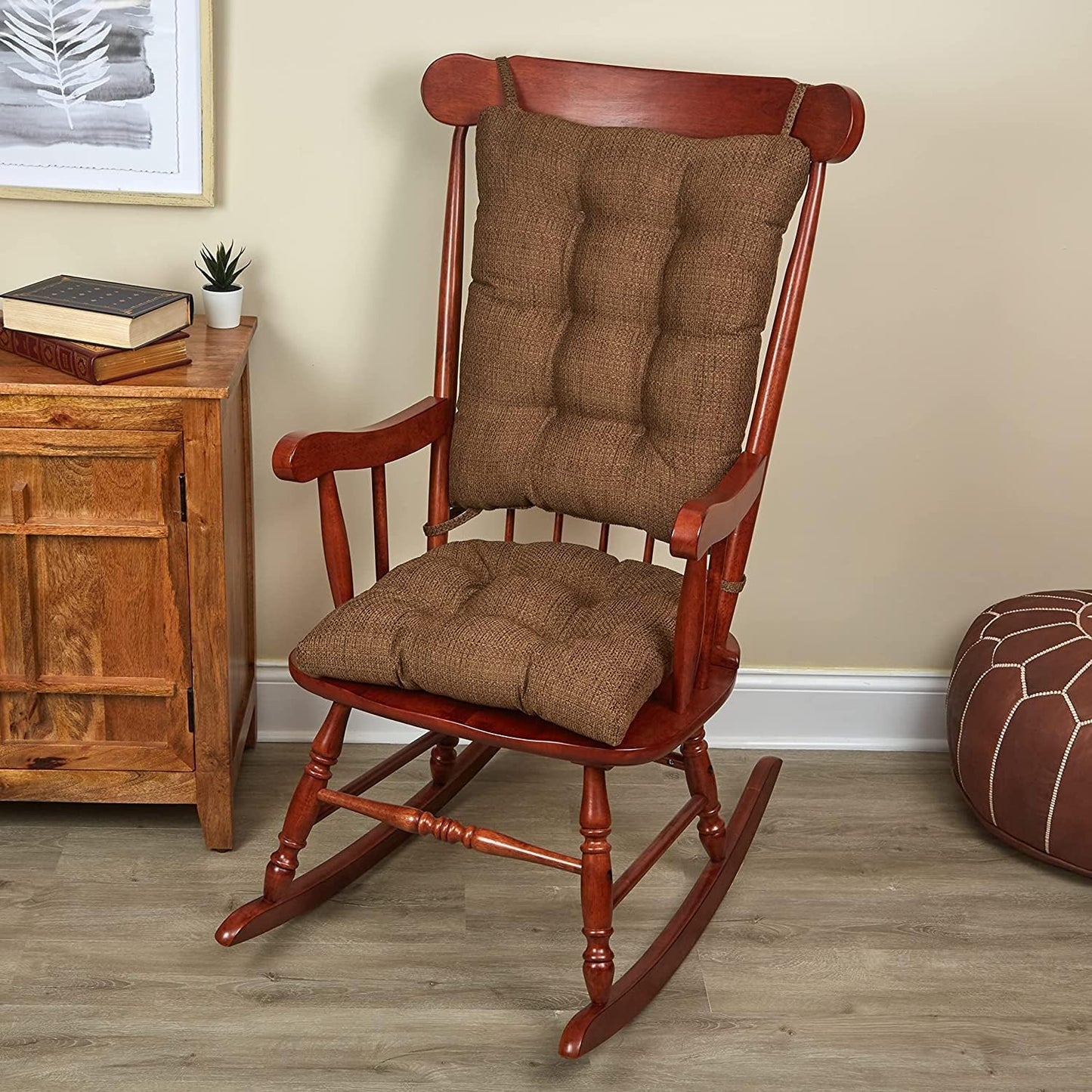 Klear Vu Omega Non-Slip Rocking Chair Cushion, Assembled in USA, Thick Tufted Design, Includes Seat Pad & Back Pillow with Ties, 17x17 Inches, 2-Piece Set, Solid Yellow 2 Count