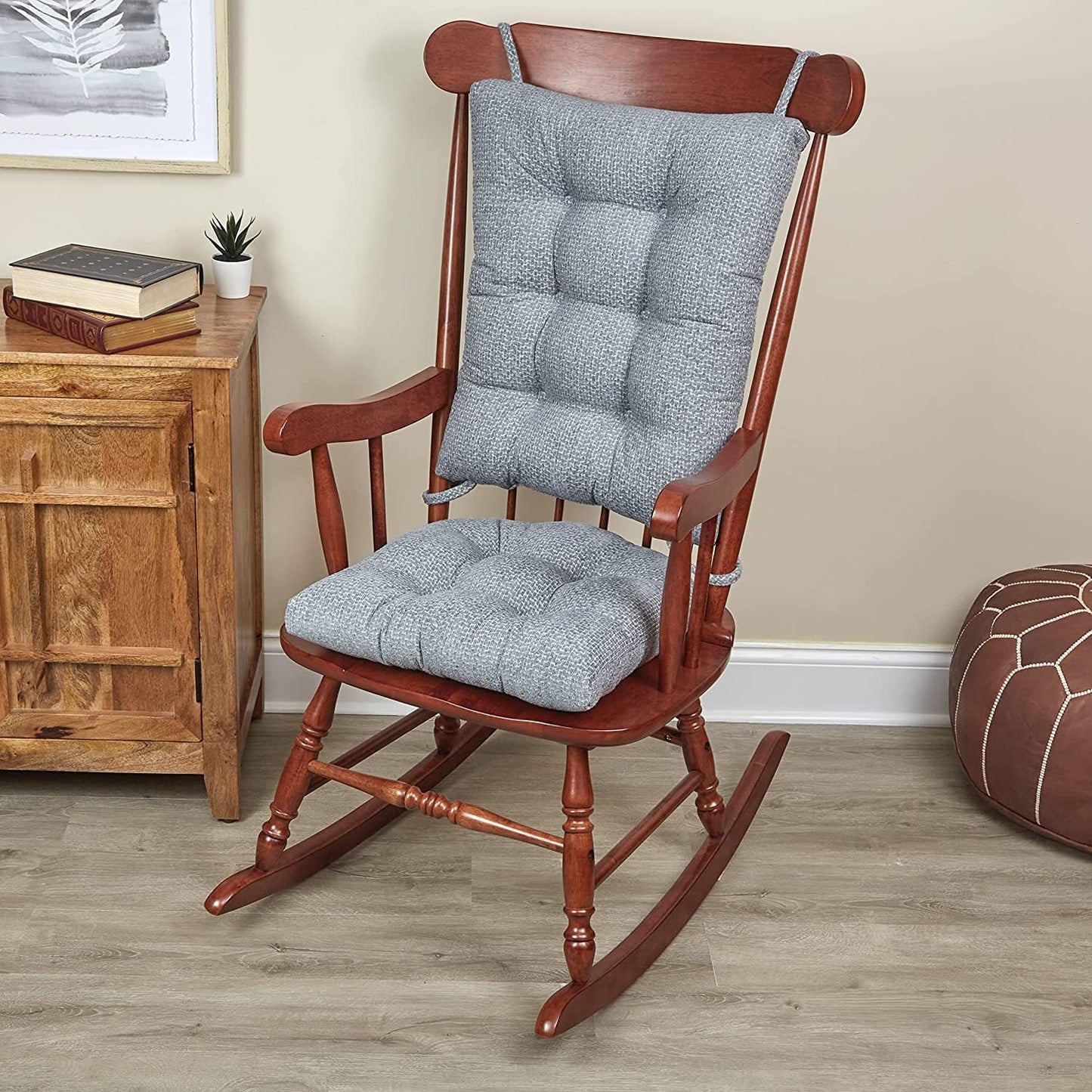 Klear Vu Omega Non-Slip Rocking Chair Cushion, Assembled in USA, Thick Tufted Design, Includes Seat Pad & Back Pillow with Ties, 17x17 Inches, 2-Piece Set, Solid Yellow 2 Count