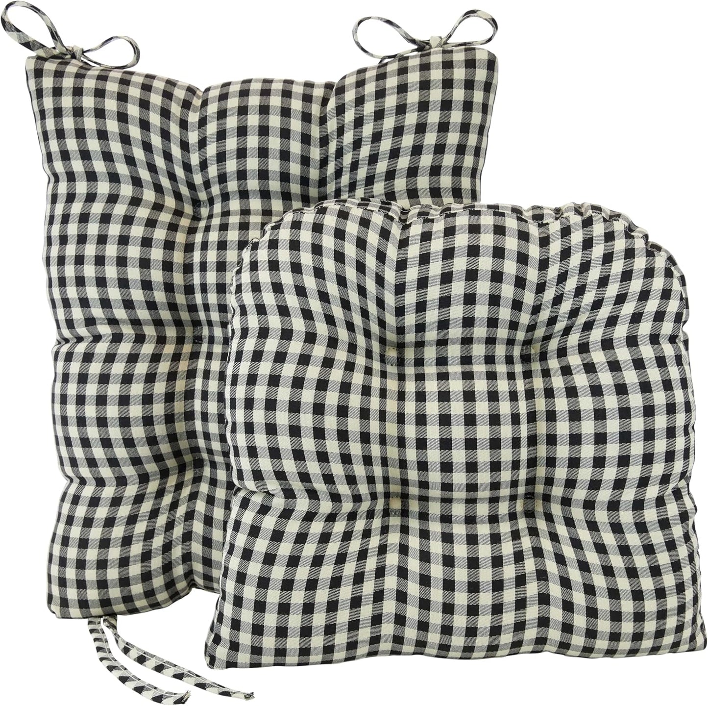 The Gripper Twill Jumbo XL Non-Slip Rocking Chair Cushion Set with Thick Padding, Includes Seat Pad & Back Pillow with Ties for Indoor Living Room Rocker, 17x17 Inches, 2 Piece Set, Sapphire