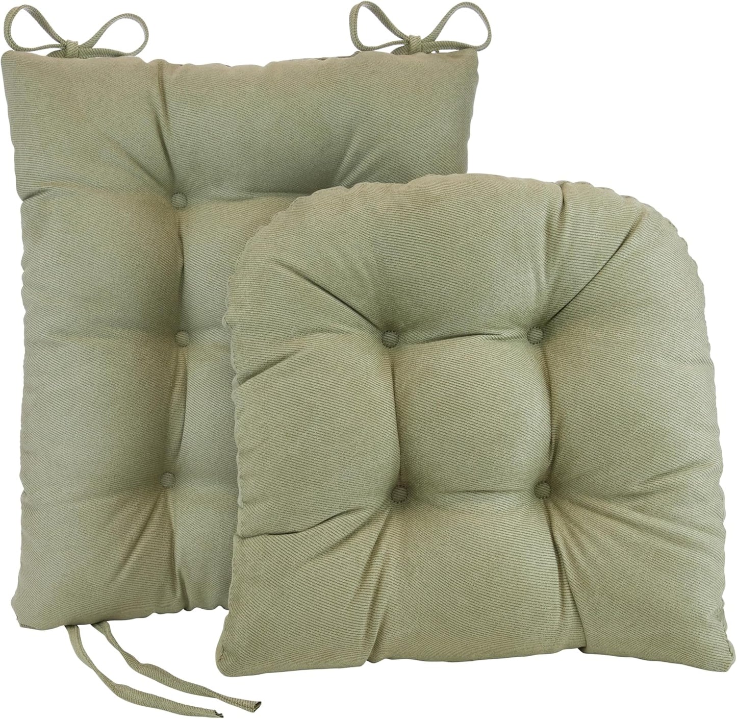 Klear Vu Omega Non-Slip Rocking Chair Cushion, Assembled in USA, Thick Tufted Design, Includes Seat Pad & Back Pillow with Ties, 17x17 Inches, 2-Piece Set, Solid Yellow 2 Count
