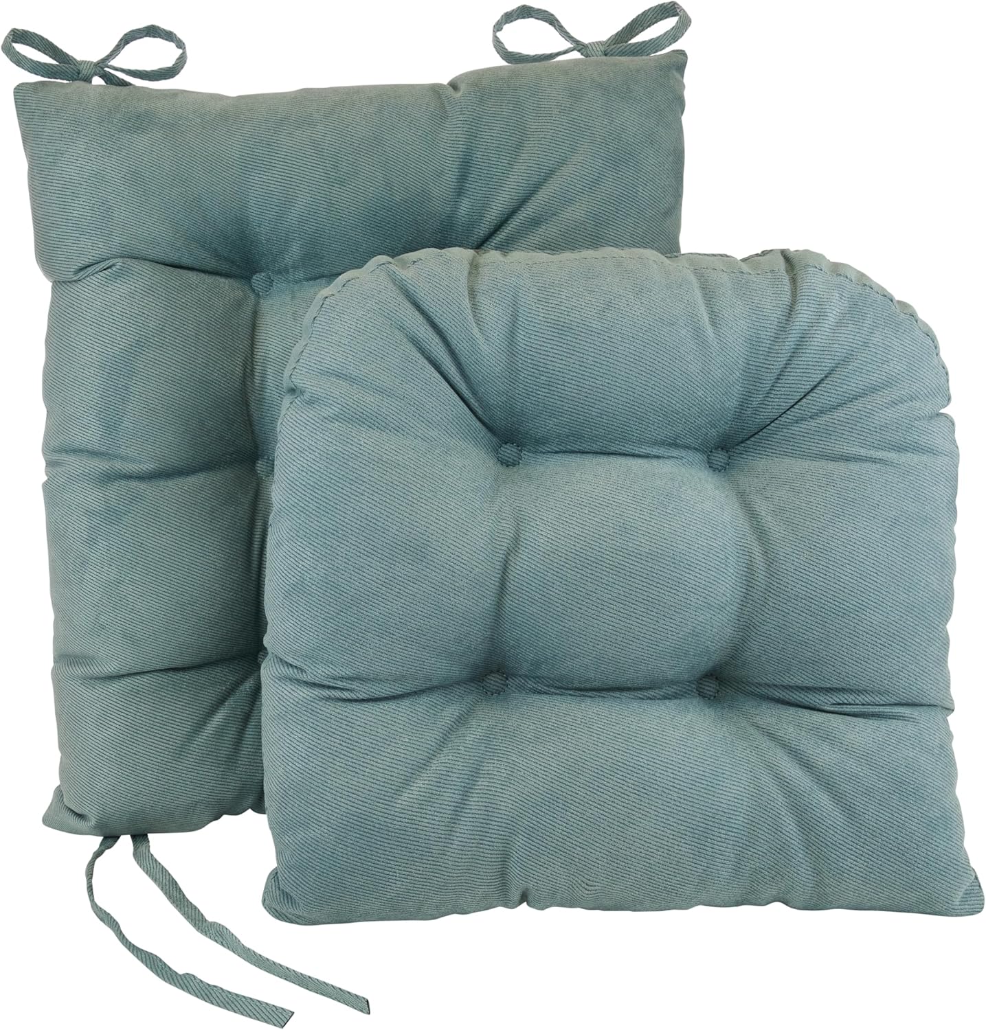 Klear Vu Omega Non-Slip Rocking Chair Cushion, Assembled in USA, Thick Tufted Design, Includes Seat Pad & Back Pillow with Ties, 17x17 Inches, 2-Piece Set, Solid Yellow 2 Count