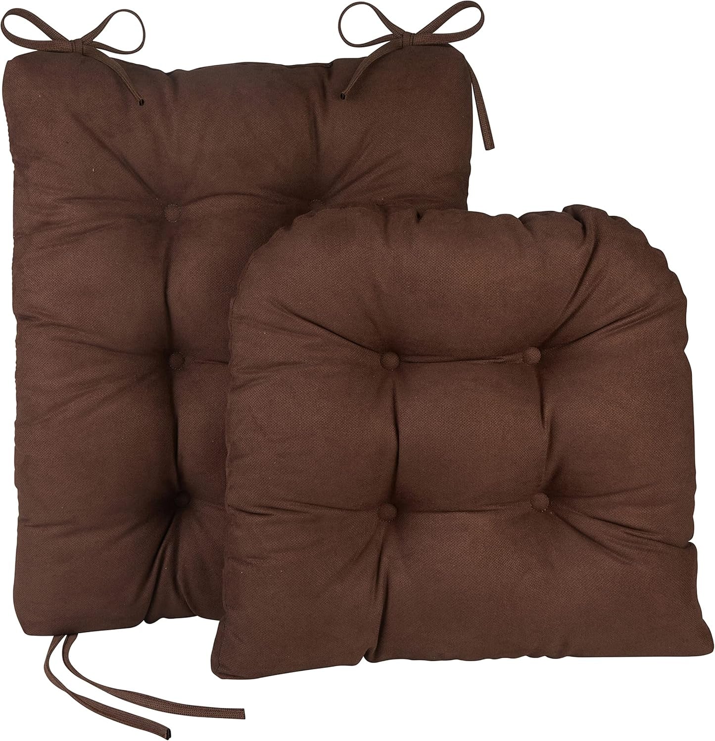 Klear Vu Omega Non-Slip Rocking Chair Cushion, Assembled in USA, Thick Tufted Design, Includes Seat Pad & Back Pillow with Ties, 17x17 Inches, 2-Piece Set, Solid Yellow 2 Count