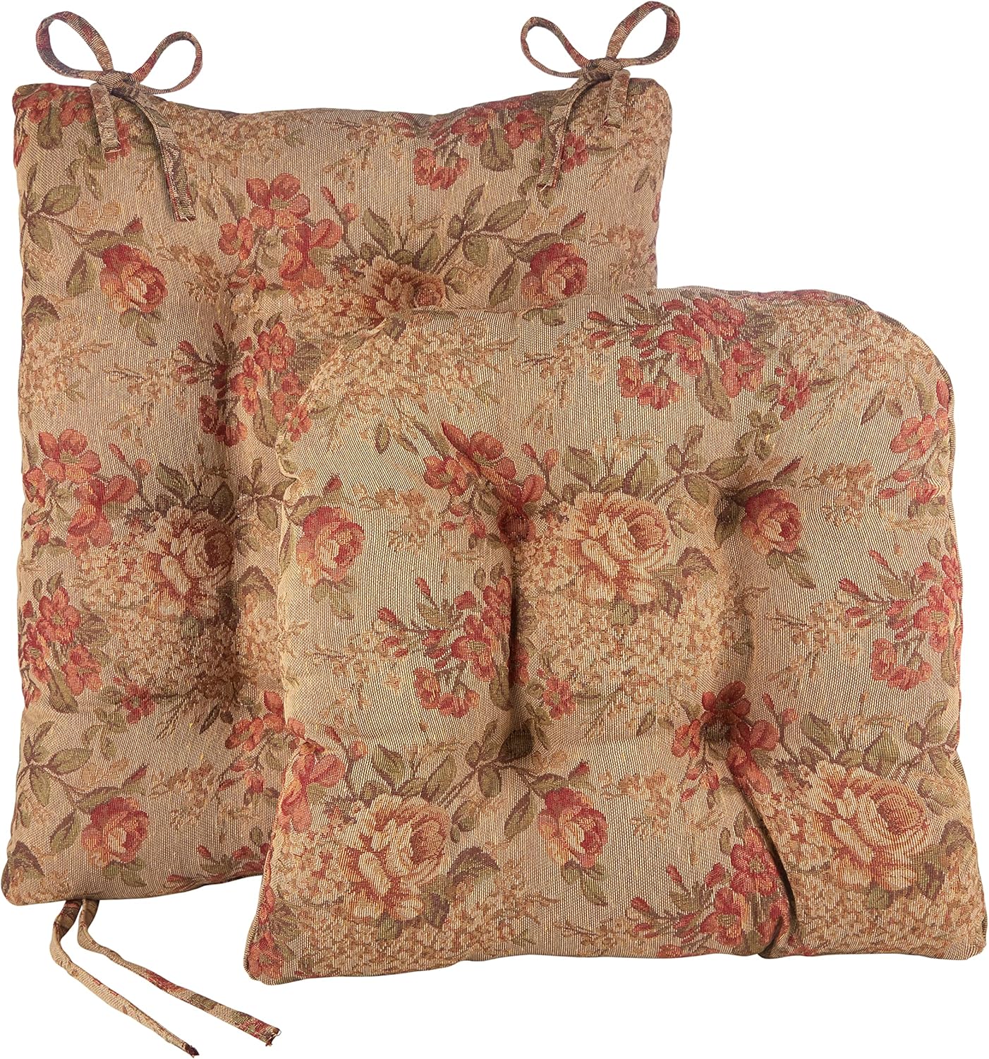 Klear Vu Omega Non-Slip Rocking Chair Cushion, Assembled in USA, Thick Tufted Design, Includes Seat Pad & Back Pillow with Ties, 17x17 Inches, 2-Piece Set, Solid Yellow 2 Count