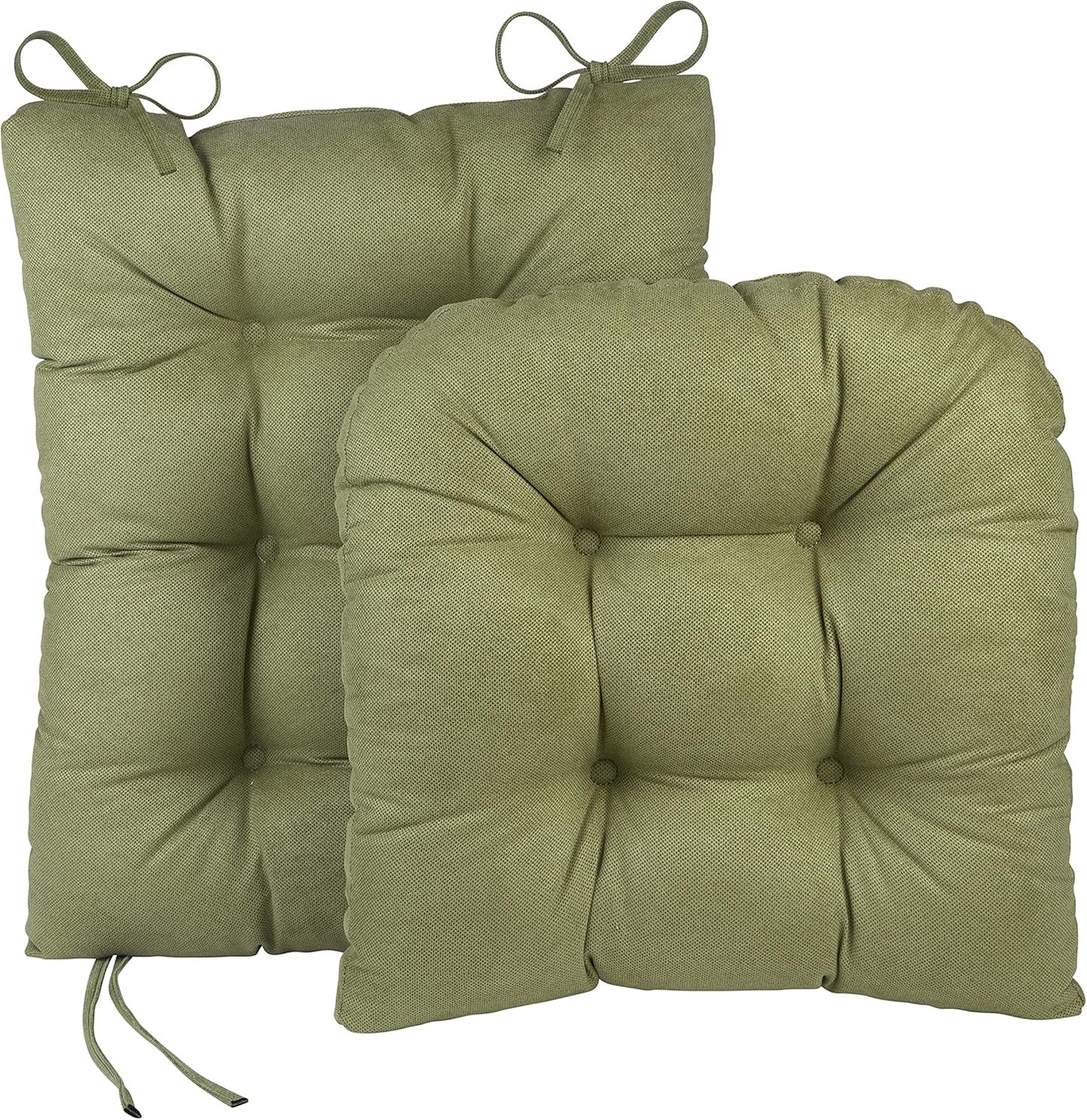 Klear Vu Omega Non-Slip Rocking Chair Cushion, Assembled in USA, Thick Tufted Design, Includes Seat Pad & Back Pillow with Ties, 17x17 Inches, 2-Piece Set, Solid Yellow 2 Count