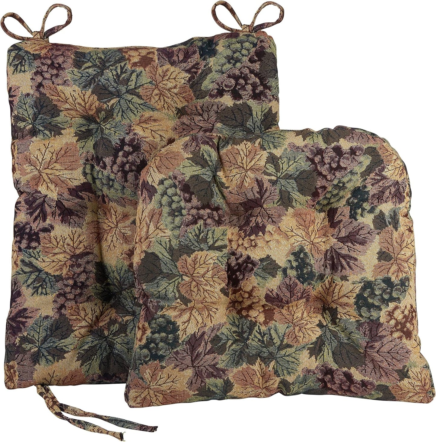 Klear Vu Omega Non-Slip Rocking Chair Cushion, Assembled in USA, Thick Tufted Design, Includes Seat Pad & Back Pillow with Ties, 17x17 Inches, 2-Piece Set, Solid Yellow 2 Count