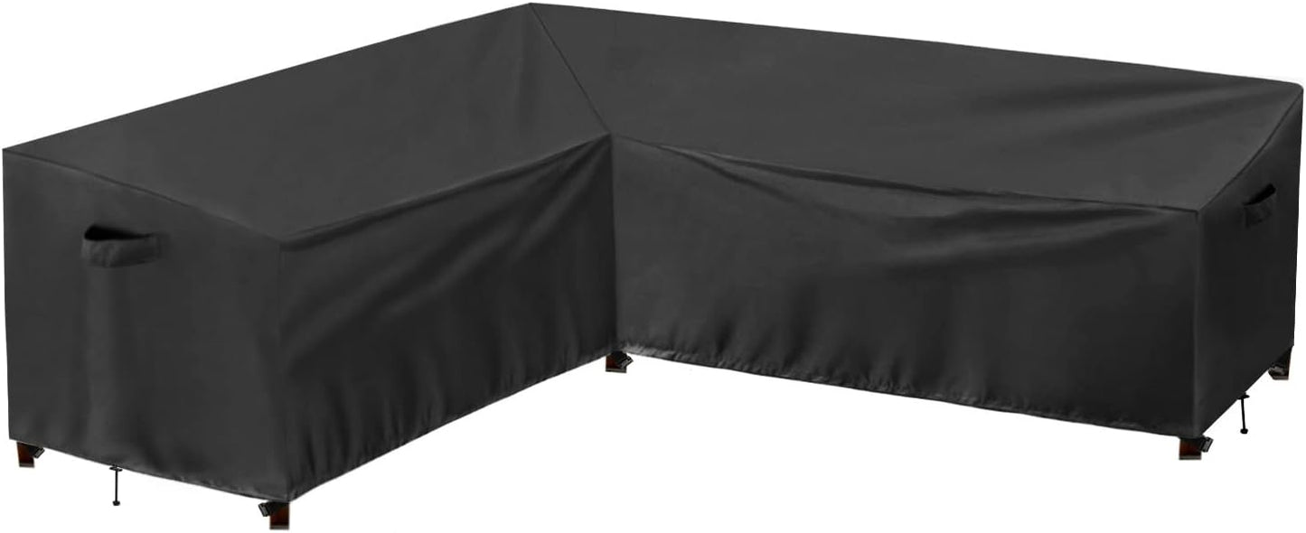 PureFit Outdoor Sectional Sofa Cover Waterproof V Shaped Patio Furniture Covers for Deck, Lawn and Backyard, 89”x89”, Gray