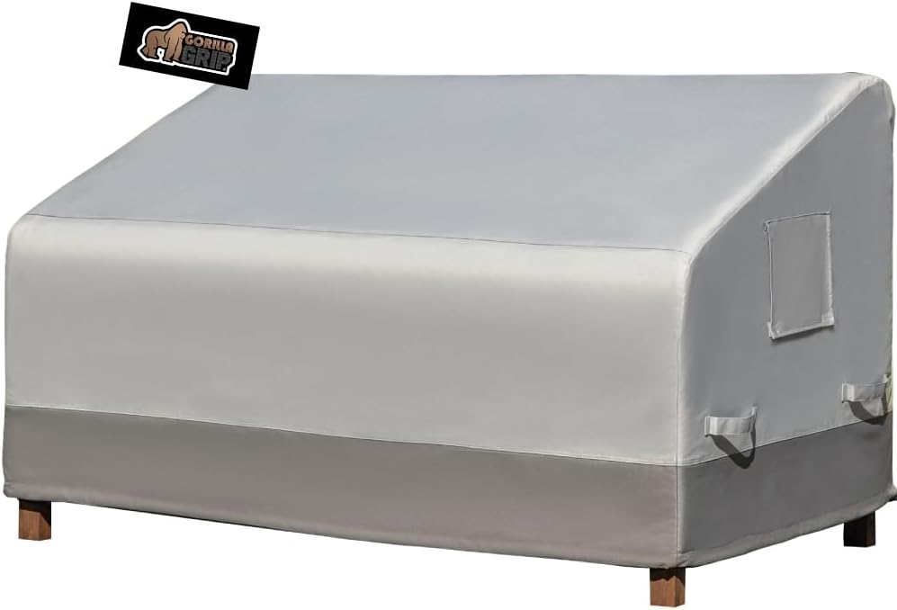 GORILLA GRIP Waterproof Large Outdoor Patio Sofa Cover, 80 Inch, Adjustable Furniture Covers Sets for Winter, Keep Cushions Dry, Protects from Sun, Snow, Rain, Windproof, UV Coated, 1 Pack