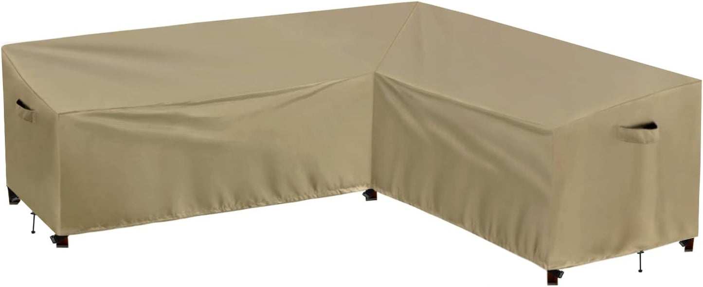 PureFit Outdoor Sectional Sofa Cover Waterproof V Shaped Patio Furniture Covers for Deck, Lawn and Backyard, 89”x89”, Gray