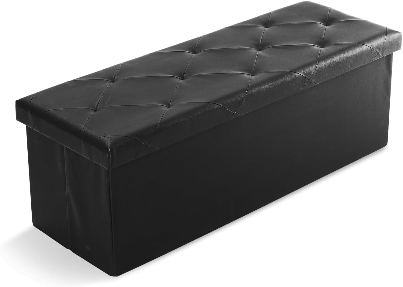 DUMOS 30in Foldable Storage Ottoman Bench, Storage Chest, End of Bed Foot Rest Stool with Padded Seat, Bedroom Bench for Living Room, Bedroom, Support 660lbs, Grey