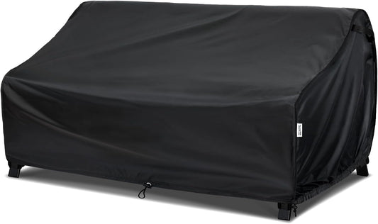 Waterproof 88W×40D×33H Outdoor Sofa Cover - Heavy-Duty 3-Seater Patio Bench Protector, Fits 86-88 Inch Furniture with Anti-Wind Straps & Air Vents, All-Weather Black