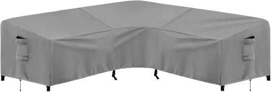 PureFit Outdoor Sectional Sofa Cover Waterproof V Shaped Patio Furniture Covers for Deck, Lawn and Backyard, 89”x89”, Gray