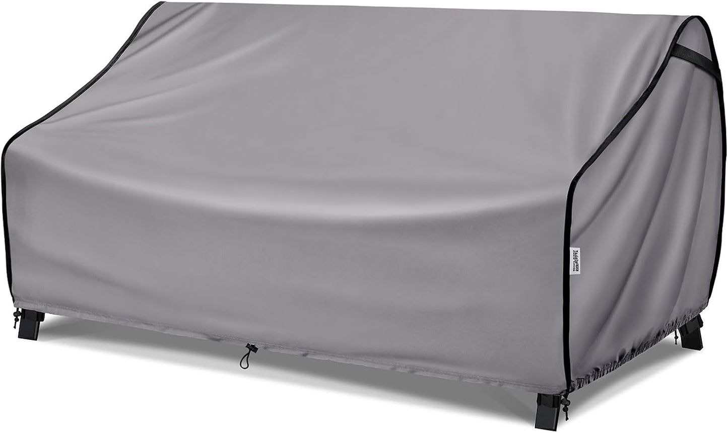 Waterproof 88W×40D×33H Outdoor Sofa Cover - Heavy-Duty 3-Seater Patio Bench Protector, Fits 86-88 Inch Furniture with Anti-Wind Straps & Air Vents, All-Weather Black