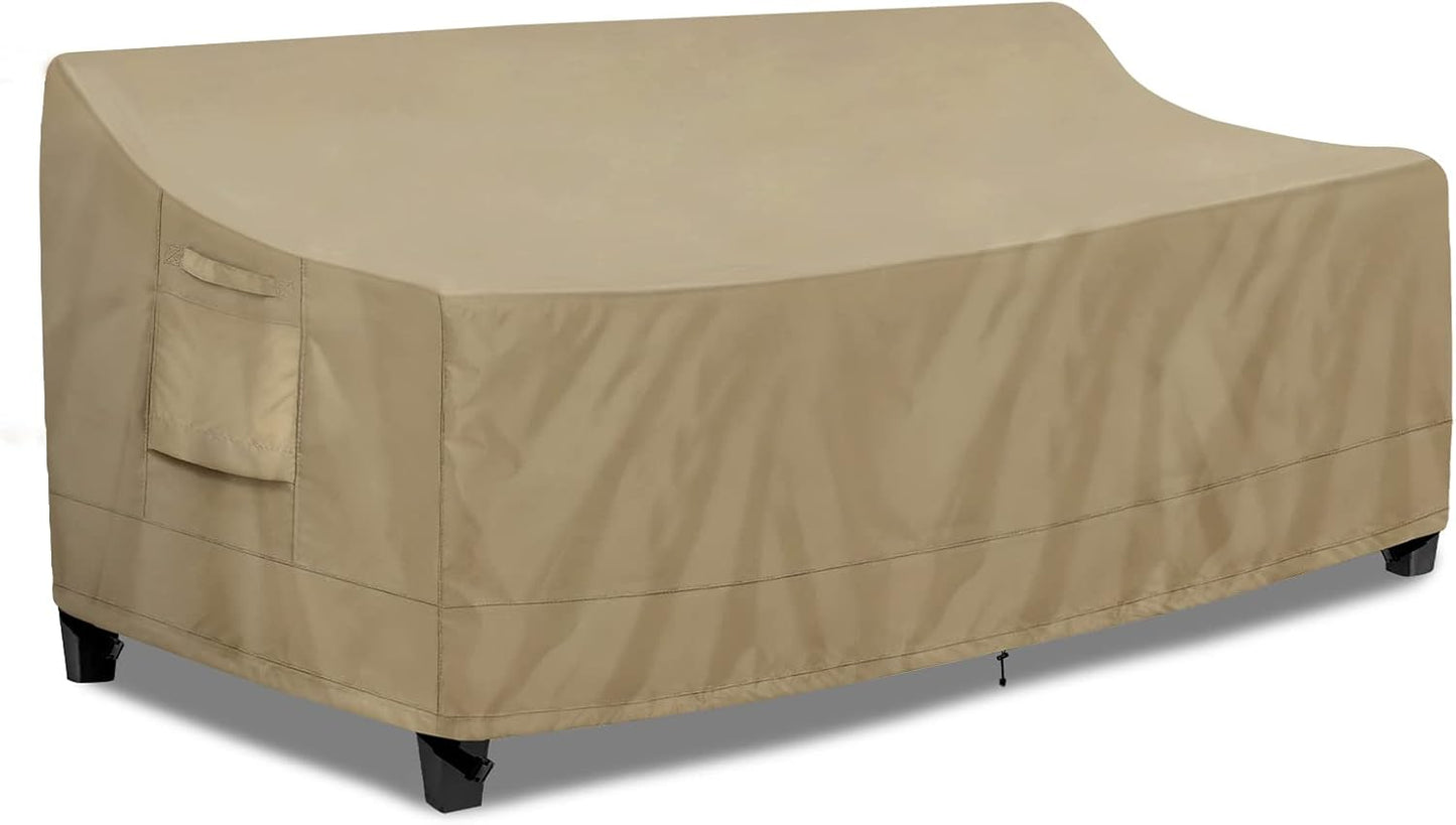 PureFit Outdoor Couch Cover Waterproof Patio Sofa Furniture Covers, 3-Seater Outdoor Cover with Air Vent and Handles, 78W x 35D x 35H Inches, Gray
