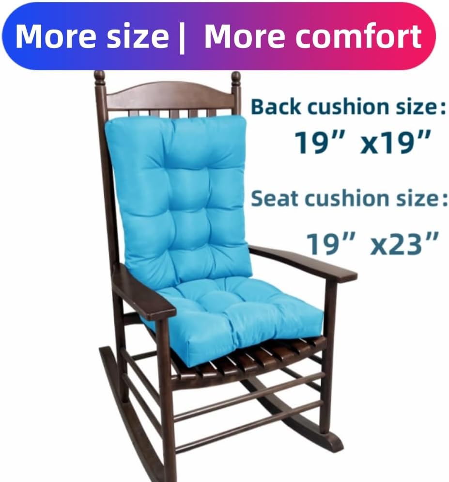 Rocking Chair Cushion, Set of Thicken Seat & Back Chair Cushions，Soft Thickened Patio Chair Cushions for Indoor/Outdoor (Navy Blue)