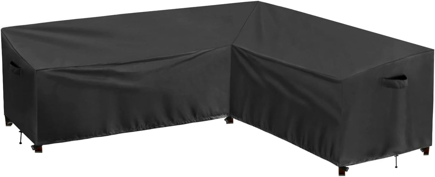 PureFit Outdoor Sectional Sofa Cover Waterproof V Shaped Patio Furniture Covers for Deck, Lawn and Backyard, 89”x89”, Gray