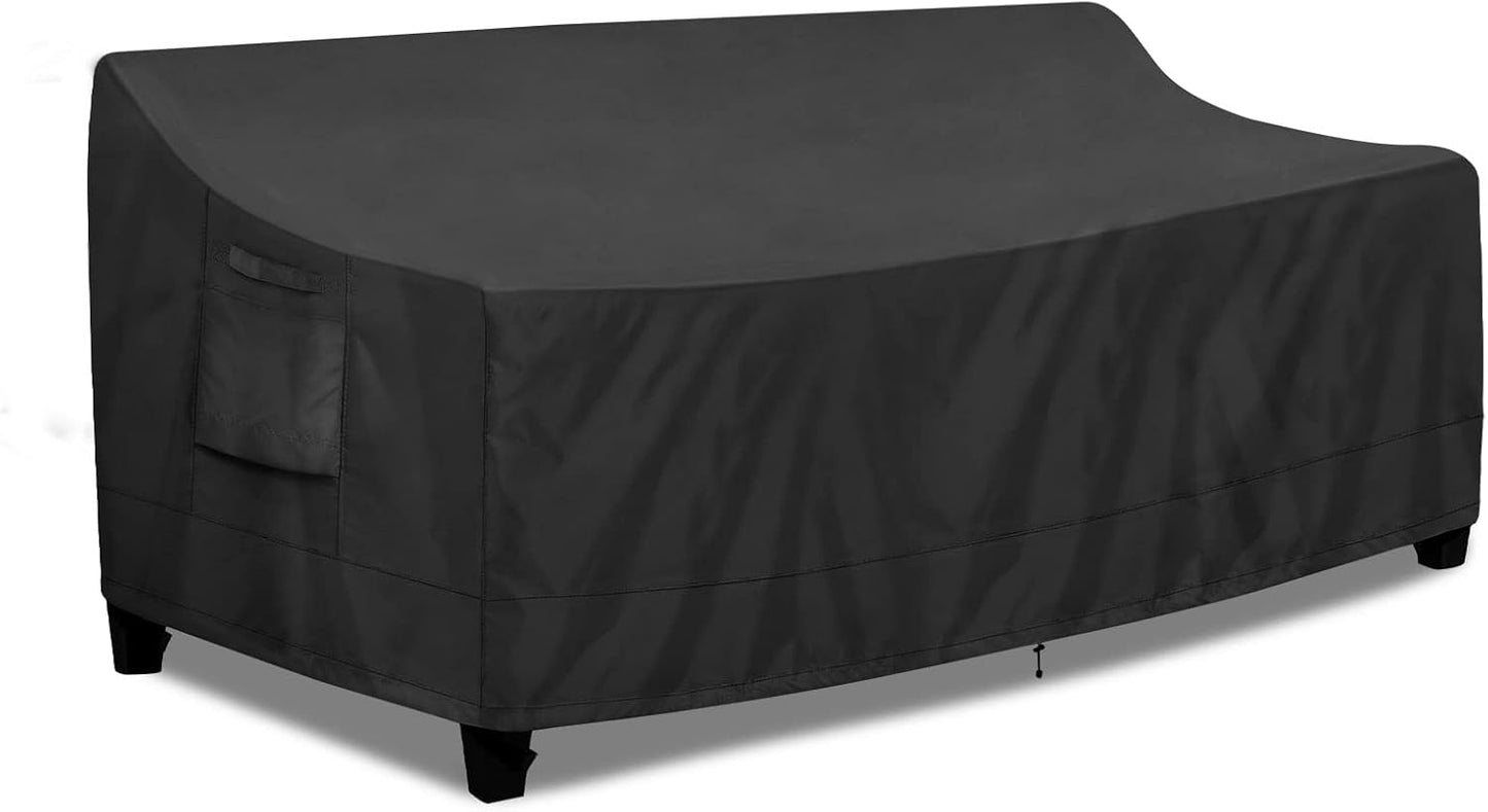 PureFit Outdoor Couch Cover Waterproof Patio Sofa Furniture Covers, 3-Seater Outdoor Cover with Air Vent and Handles, 78W x 35D x 35H Inches, Gray