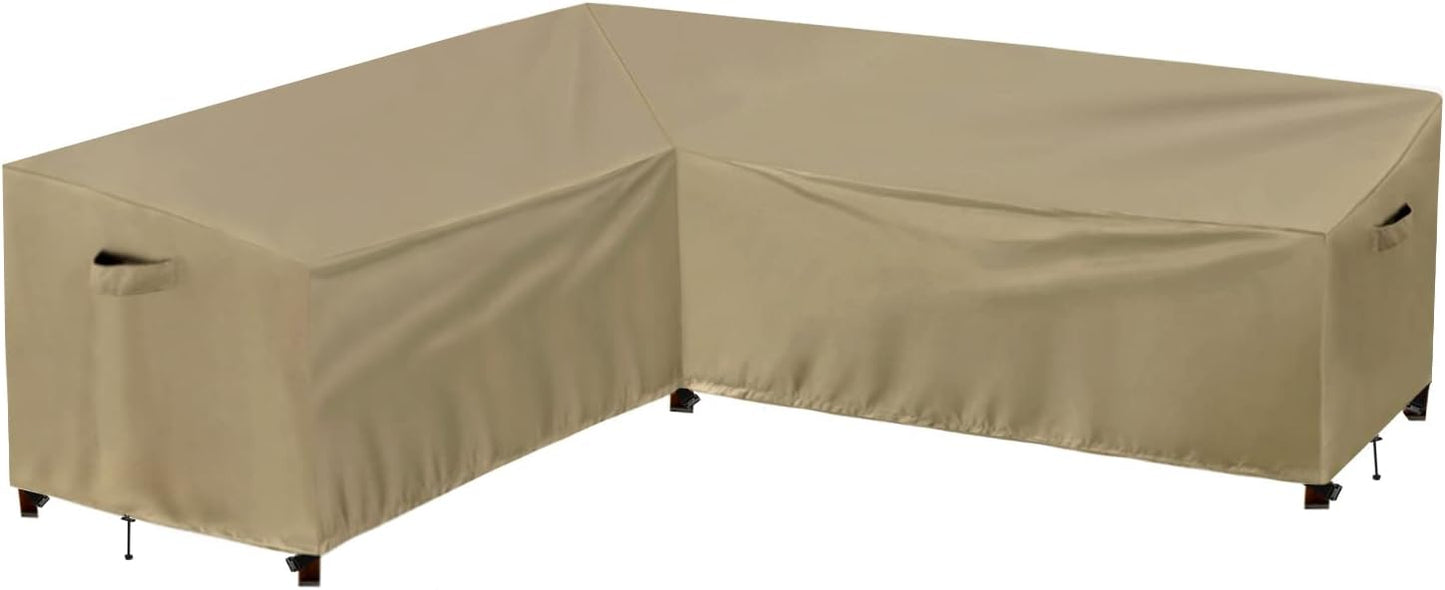 PureFit Outdoor Sectional Sofa Cover Waterproof V Shaped Patio Furniture Covers for Deck, Lawn and Backyard, 89”x89”, Gray
