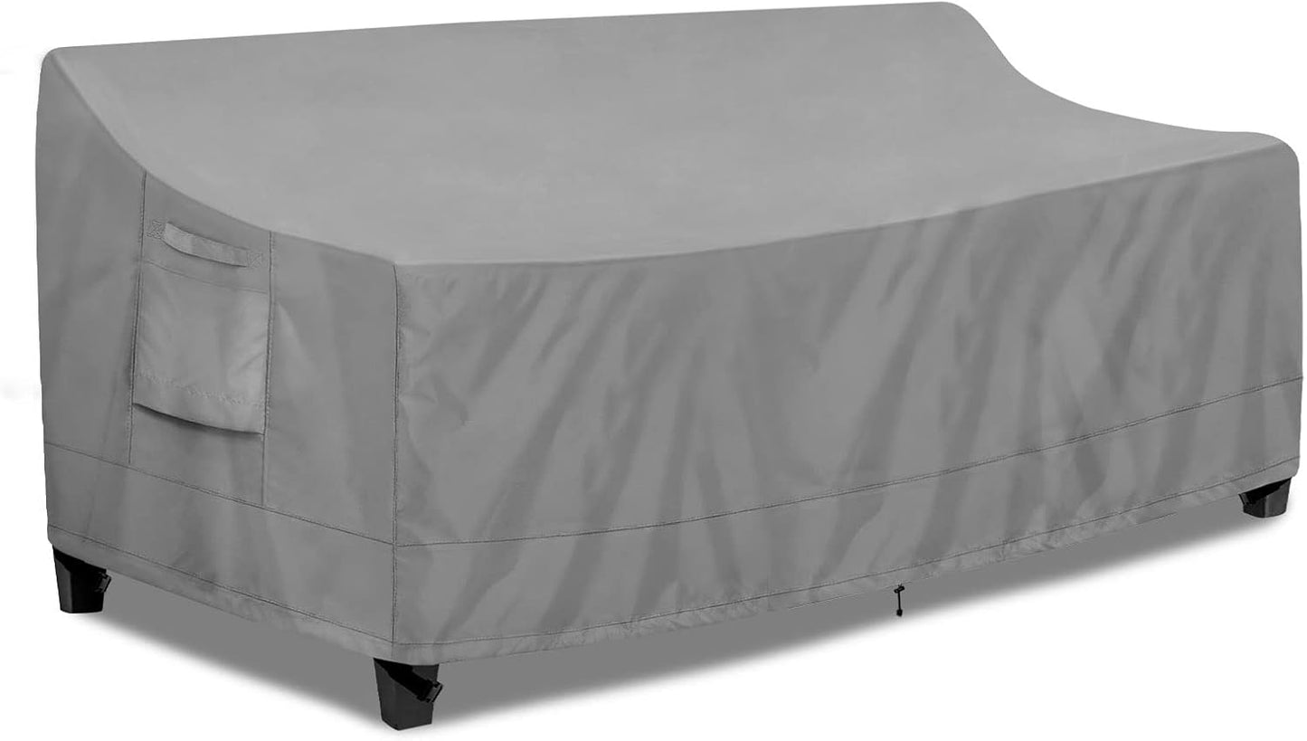 PureFit Outdoor Couch Cover Waterproof Patio Sofa Furniture Covers, 3-Seater Outdoor Cover with Air Vent and Handles, 78W x 35D x 35H Inches, Gray