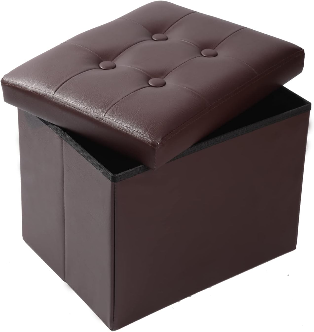 ALASDO Storage Ottoman Footrest Stool Small Ottoman with Storage Foldable Ottomans Foot Rest Footstool Bench for Living Room 17x13x13inches Grey